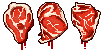 Pixel art of 3 pieces of cut meat.