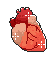 Pixel art of a realistic heart with sparkles.